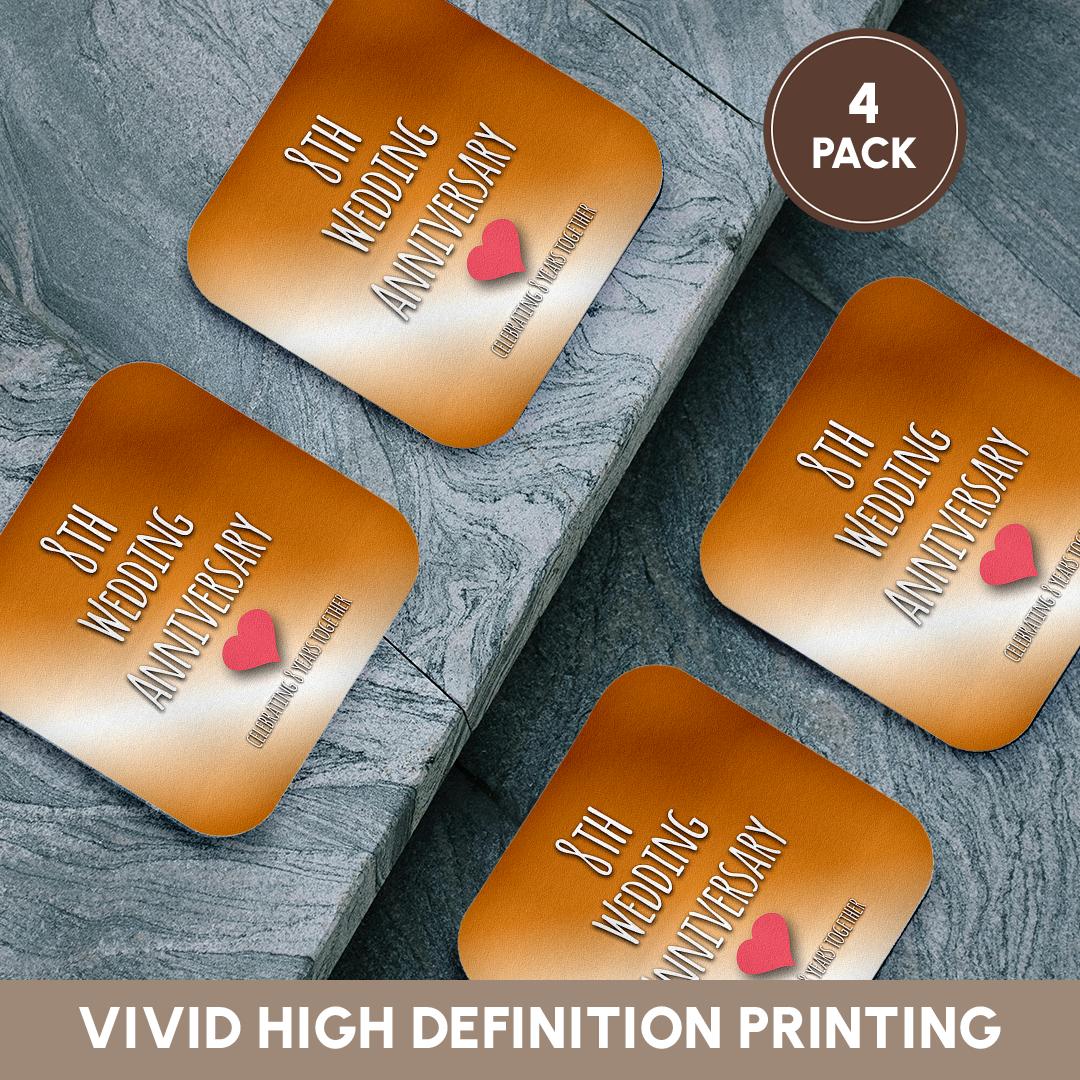 Coasters - 8th Wedding Celebration - Bronze, 8 Years Together, Eighth Anniversaries Eight Yrs - InspirationzStore Occasions