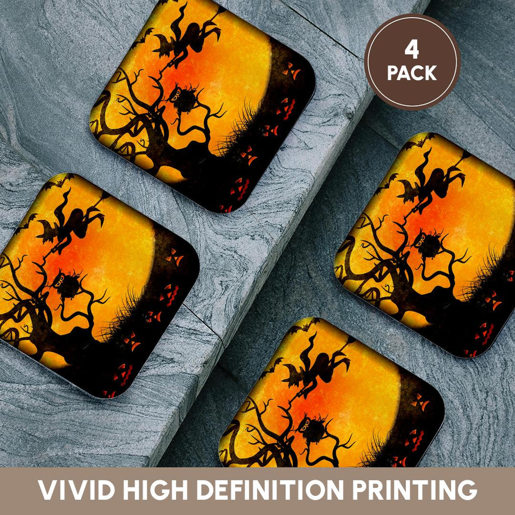 3dRose Susan Brown Designs Halloween Holiday Themes - Halloween Backdrop - Coasters (CST_24144)