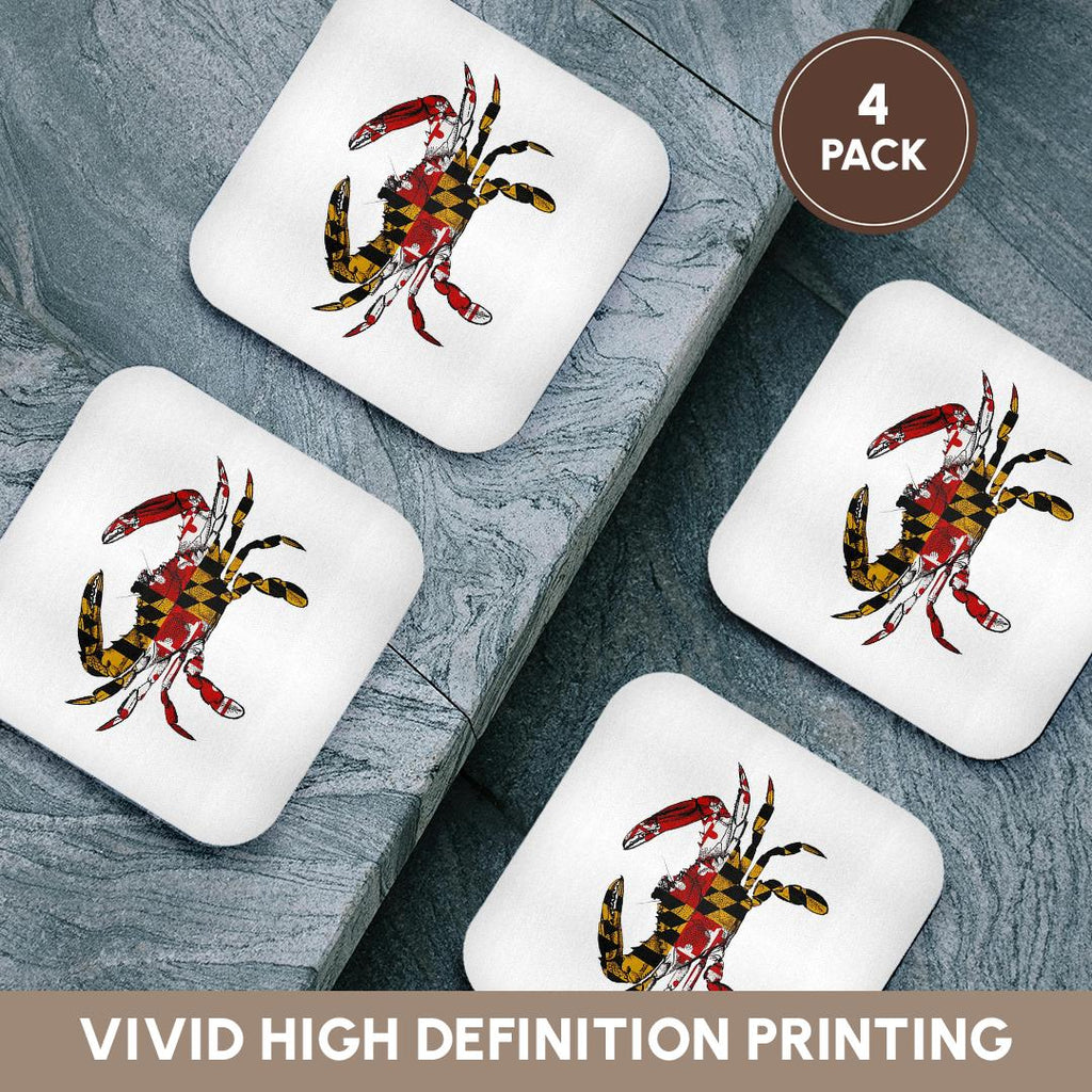 3dRose EvaDane - Signs - Maryland Crab Flag. - Coasters (cst_193242)