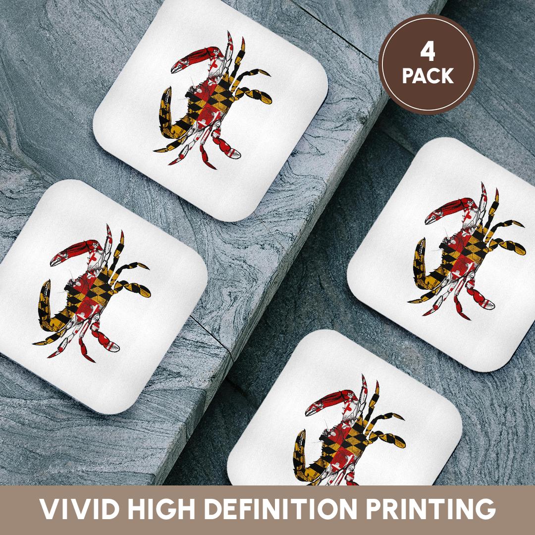 3dRose EvaDane - Signs - Maryland Crab Flag. - Coasters (cst_193242)