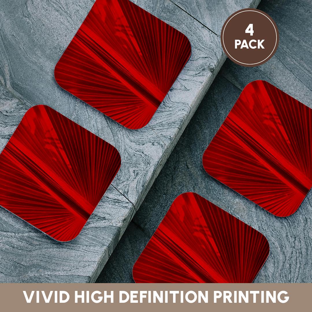 3dRose Florene Abstract Plants - Fan in Red - Coasters (CST_16802)
