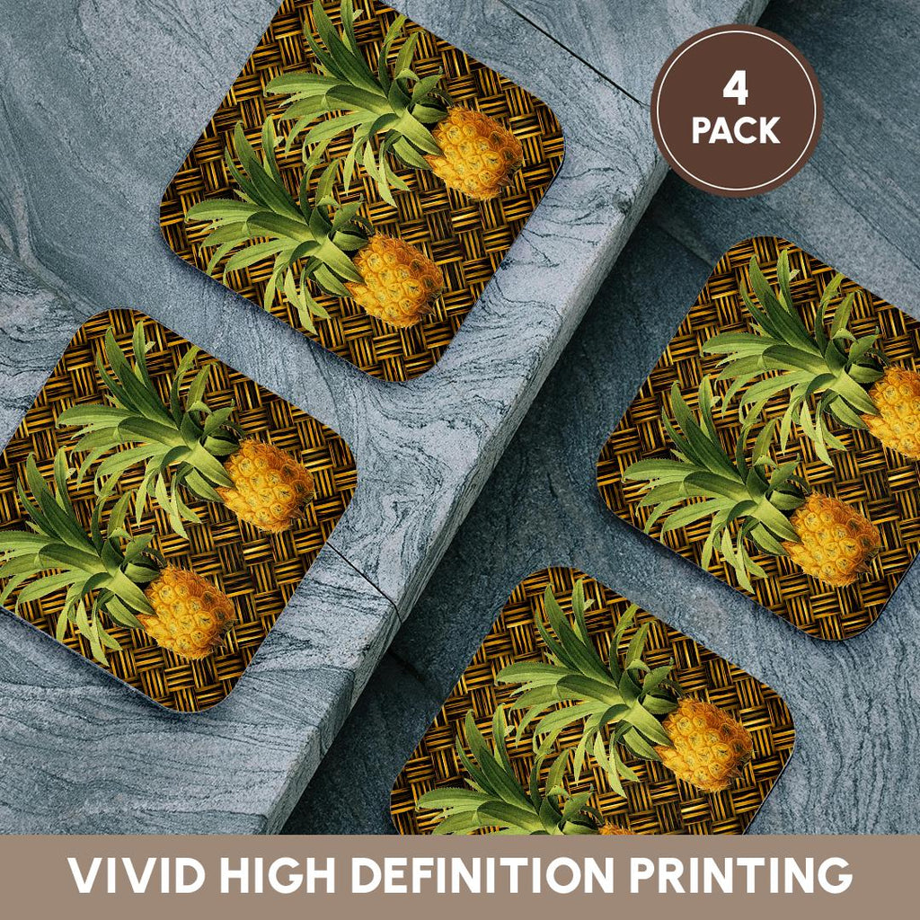3dRose Russ Billington Designs - A Pair of Juicy Tropical Pineapples Botanical Illustration - Coasters (cst_220881)