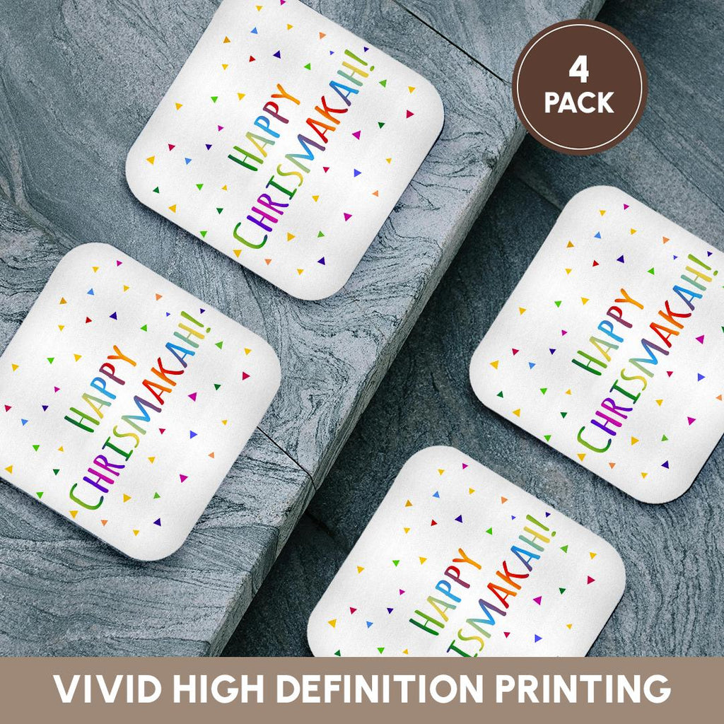 3dRose InspirationzStore Occasions - Happy Chrismakkah - joint Christmas and Hanukkah holiday blessing - Coasters (cst_202086)