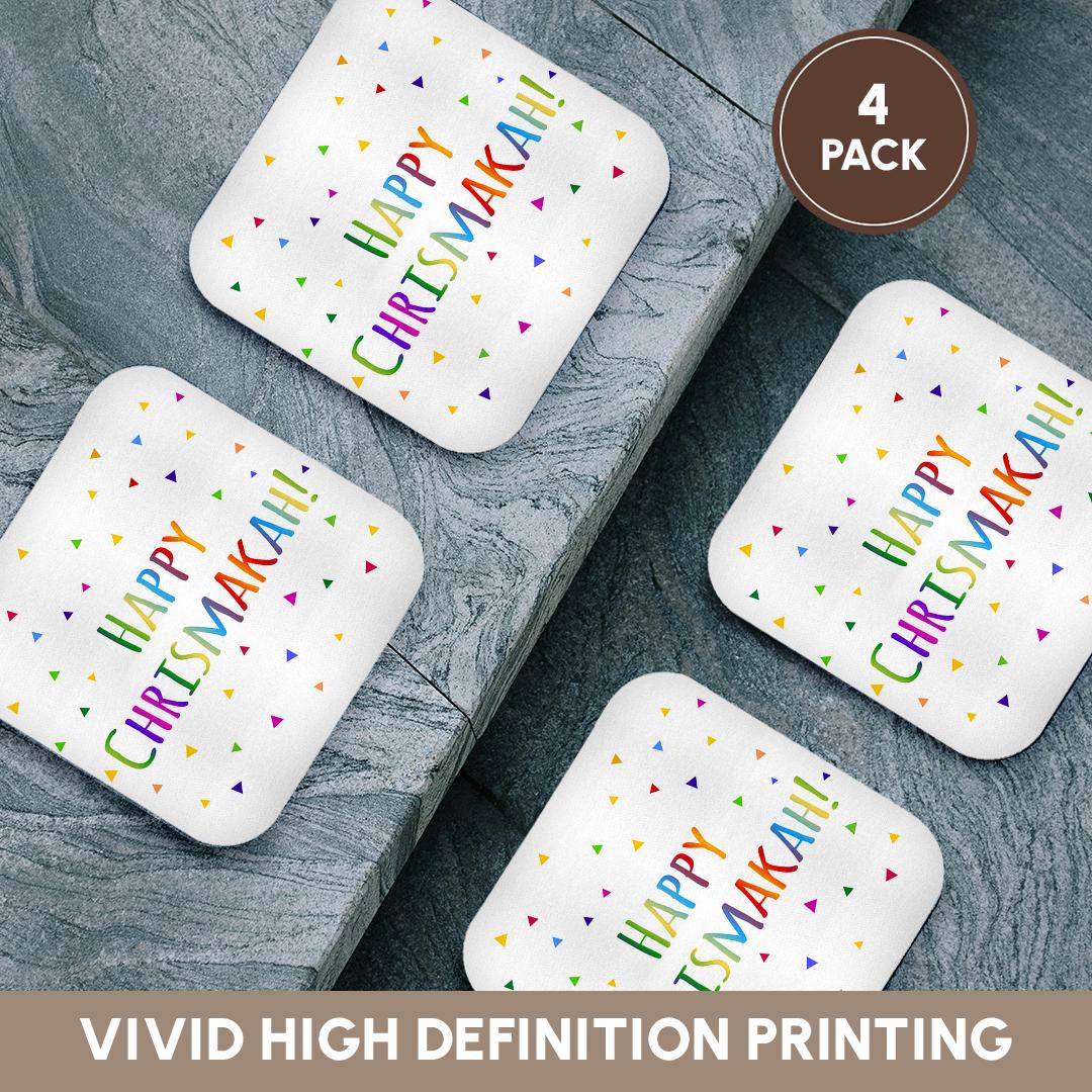 3dRose InspirationzStore Occasions - Happy Chrismakkah - joint Christmas and Hanukkah holiday blessing - Coasters (cst_202086)