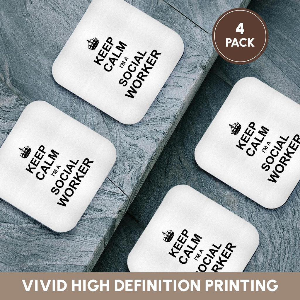 3dRose InspirationzStore Typography - Keep Calm Im a Social Worker - job pride - funny profession work gift - Coasters (cst_194473)