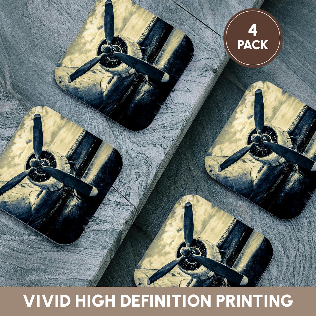 3dRose Alexis Photography - Transport Air - Abstracts of aviation - Propeller of an old aircraft. Stylized photo - Coasters (cst_271981)
