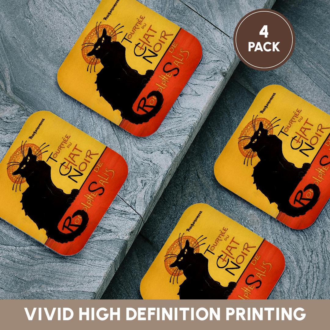 3dRose Taiche Acrylic Art - Cats Le Chat Noir - Coasters (CST_24933)