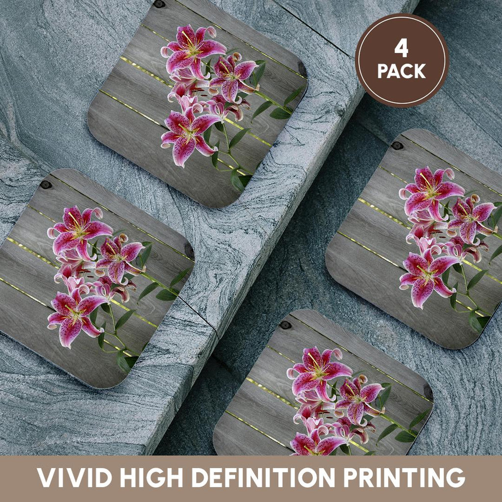 3dRose Danita Delimont - Flower - Stargazer Lily by Rustic Fence - Coasters (cst_228229)