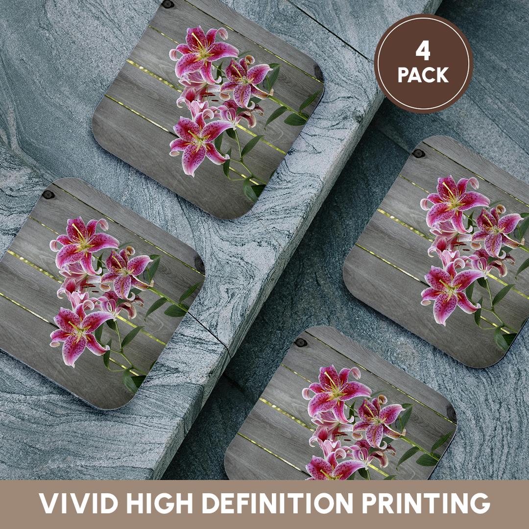 3dRose Danita Delimont - Flower - Stargazer Lily by Rustic Fence - Coasters (cst_228229)