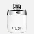 Montblanc Legend Spirit eau de toilette bottle with chrome cap, white glass
