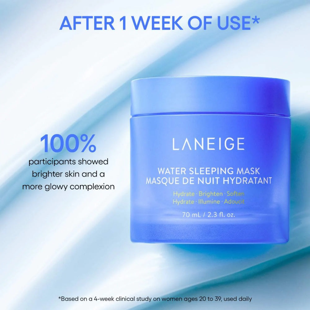 Laneige water sleeping mask jar with blue lid, front label visible