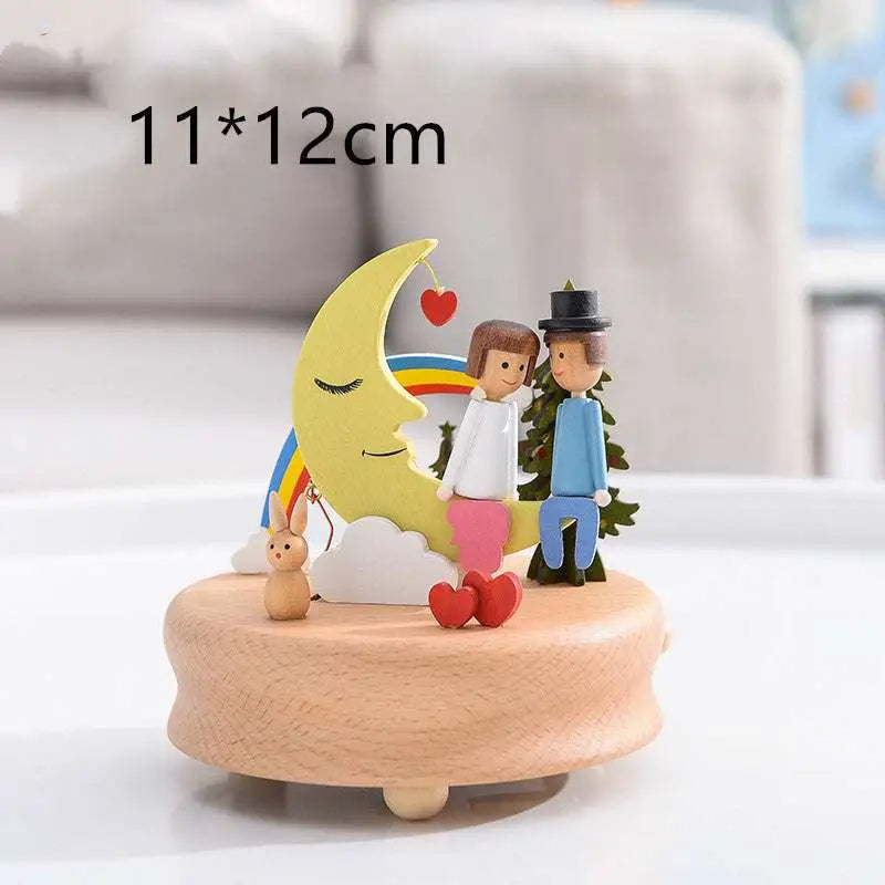 Wedding Rocking Horse Wooden Rotating Music Box
