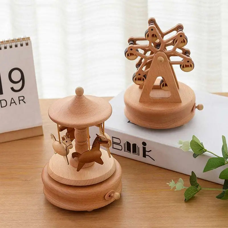 Wedding Rocking Horse Wooden Rotating Music Box