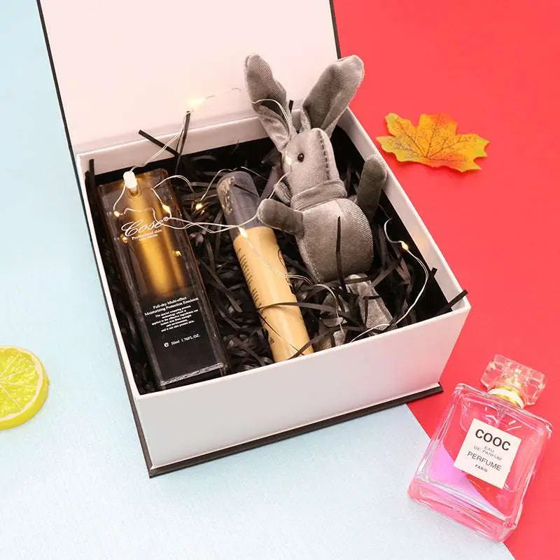 White Clamshell Gift Box with Black Satin Bow