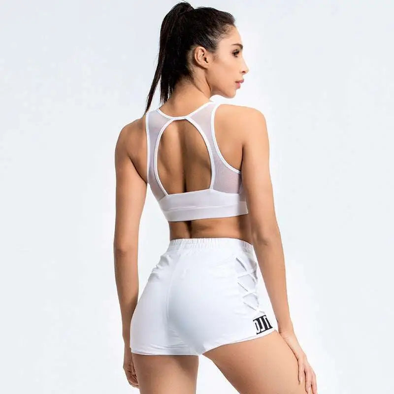 White Mesh Yoga Suit Activewear Set