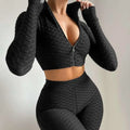 White Textured Tummy Control Yoga Activewear Set