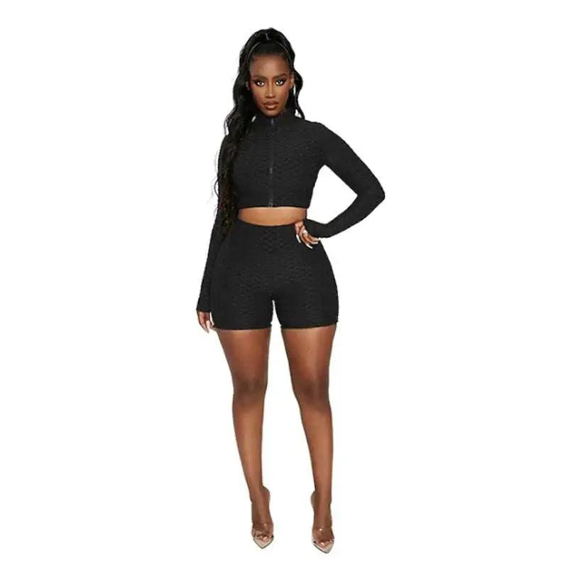 White Textured Tummy Control Yoga Activewear Set