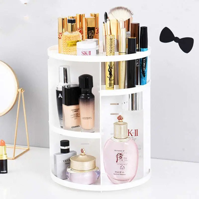 White Three Tier Rotating Makeup Organizer