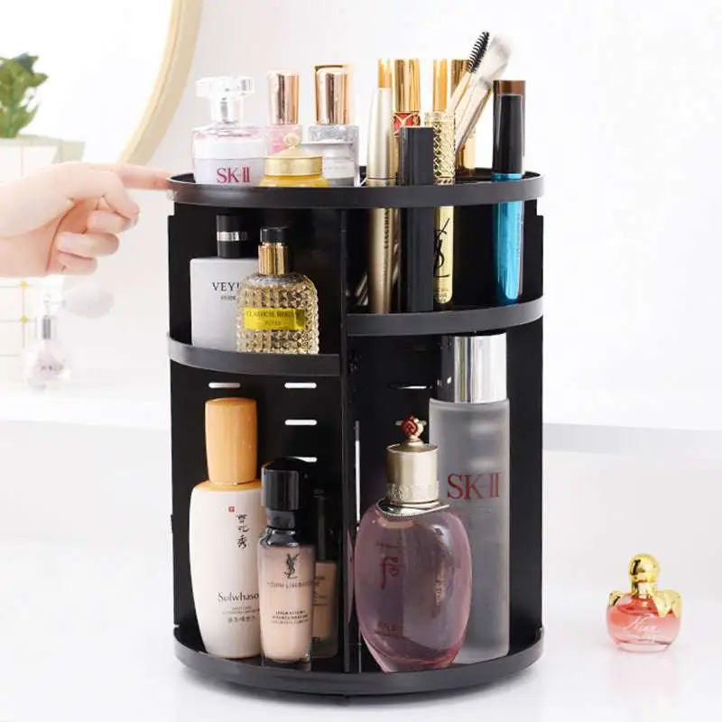 White Three Tier Rotating Makeup Organizer