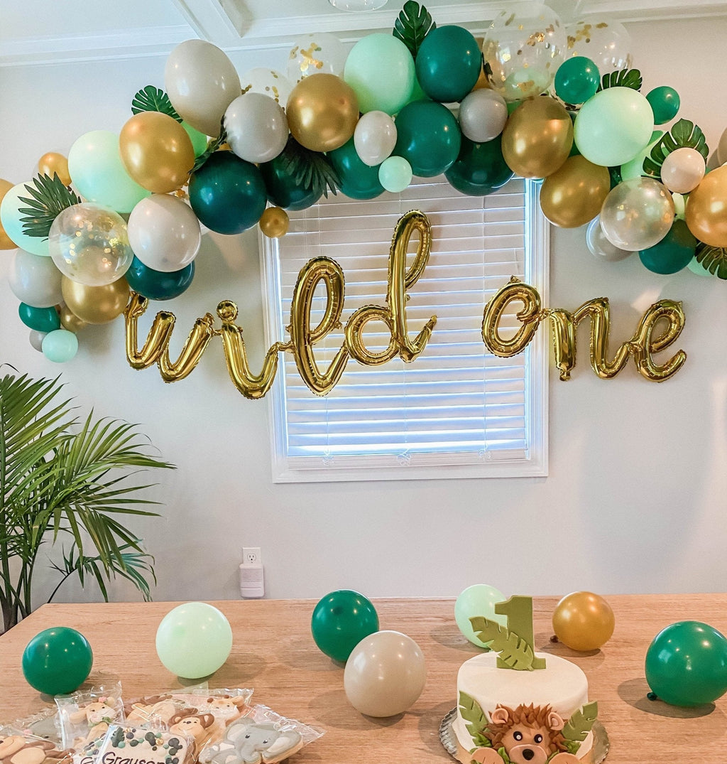 Wild One Balloon Garland Kit – Green and Gold