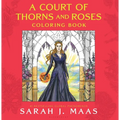 Paperback coloring book cover with illustrated woman in a dark blue gown, title text at top