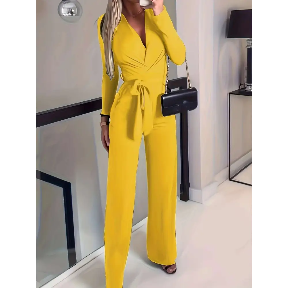 Women’s Casual Sleeveless Jumpsuit with Belted Waist