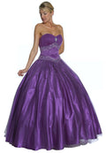 Purple sweetheart ball gown with sparkling beaded waist and full tulle skirt