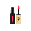 Yves Saint Laurent lip stain bottle and doe-foot applicator, dewy red glossy finish.