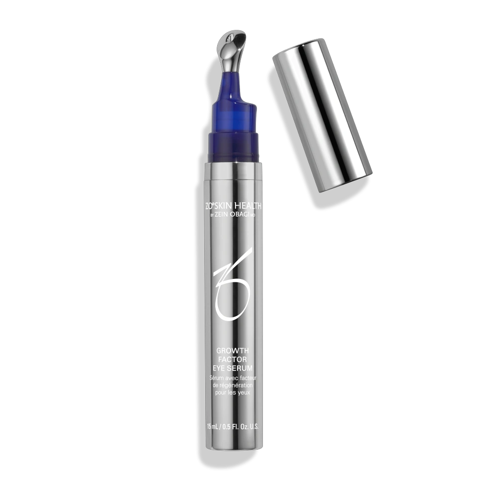 Zo Skin Health Growth Factor eye serum bottle with roller, 15 mL