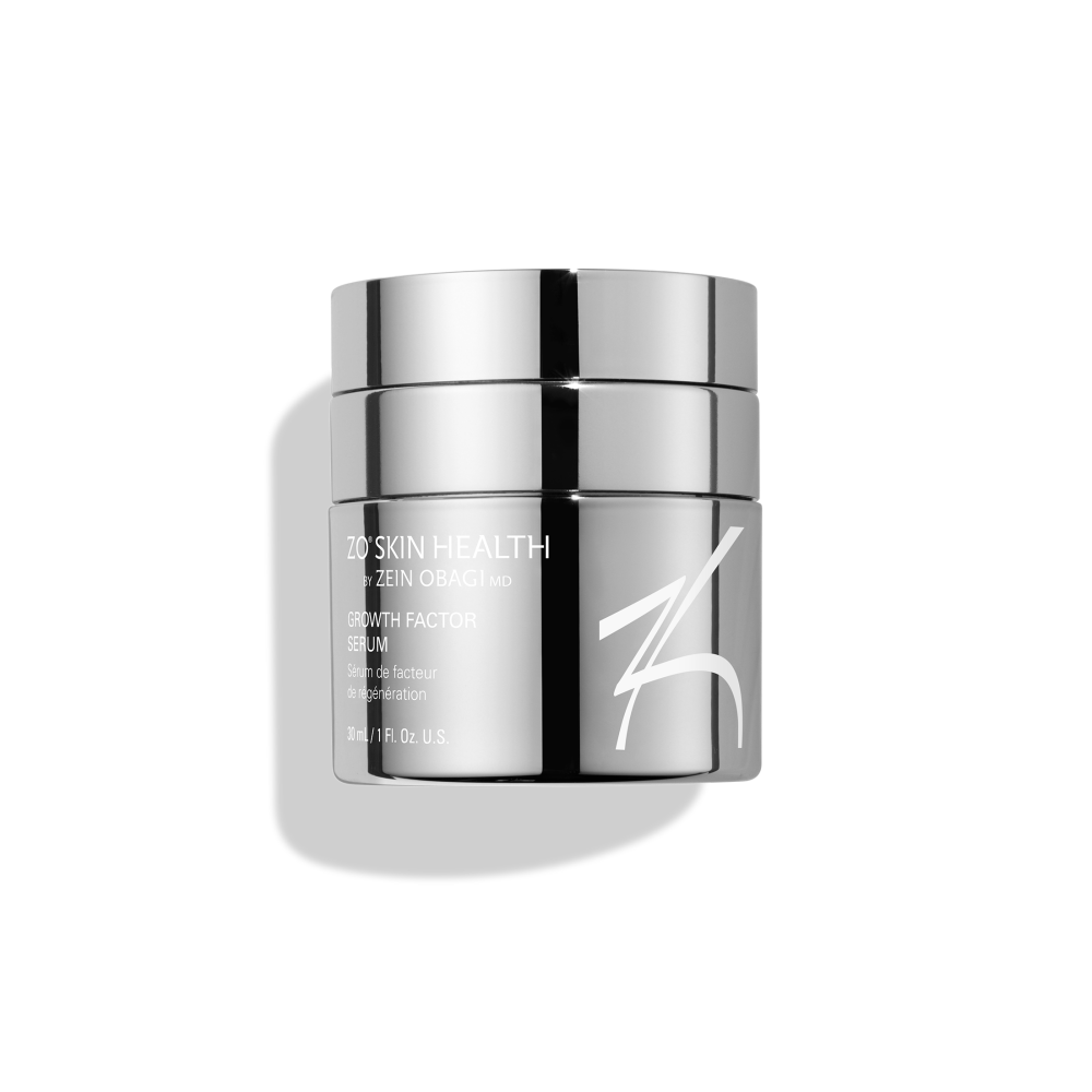 Zo Skin Health Growth Factor Serum bottle, silver cap, 30 ml